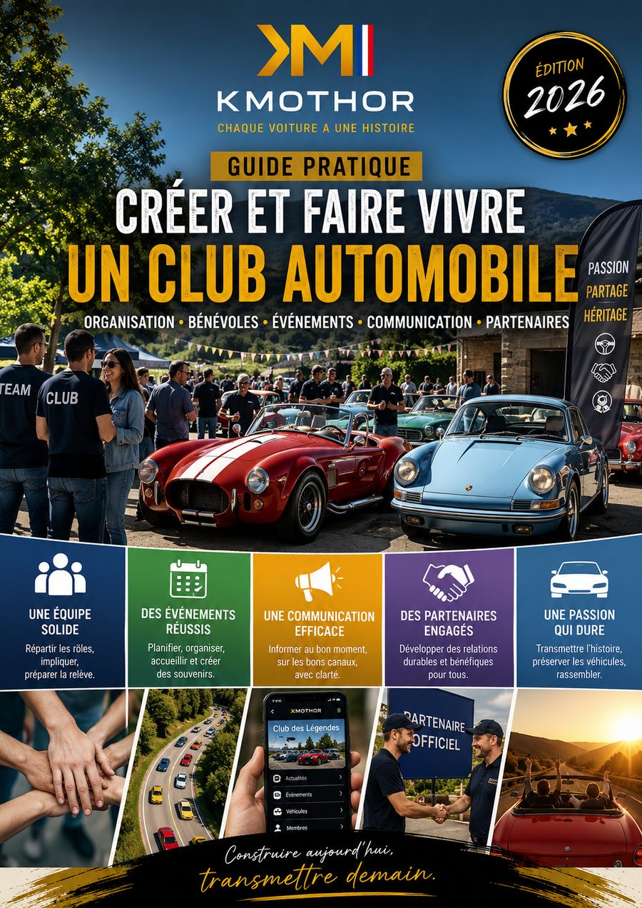 Couverture du Guide pratique Kmothor pour créer et faire vivre un club automobile.